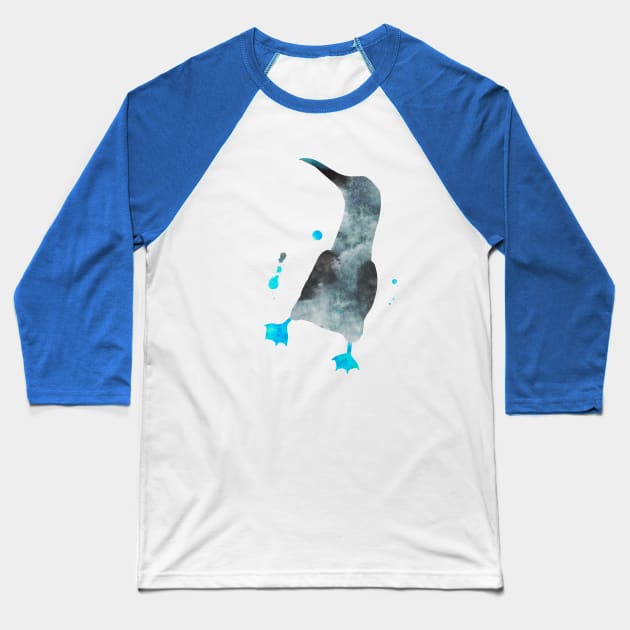 Blue Footed Booby Watercolor Painting Baseball T-Shirt by Miao Miao Design